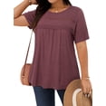 thumbnail image 3 of WellSize Lace Plus Size Women Blouses Casual Tunic Boho Tops Crew Neck Short Sleeve Shirts Trendy Summer Blouses, 3 of 8