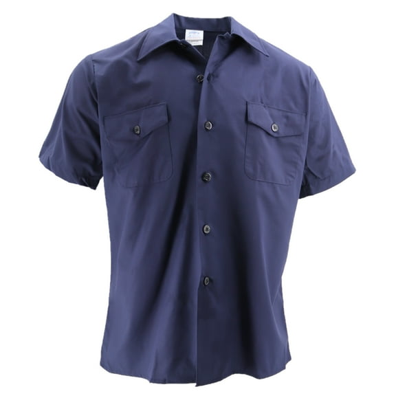 GI USCG Vintage Short Sleeve Shirt, Button-up Shirt PolyCotton Navy, Made in USA
