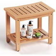 thumbnail image 1 of GONICHA Shower Bench with Storage Shelf, Waterproof & Non-Slip Design Shower Stool for Bathroom, Living Room,Teak Color, 1 of 9