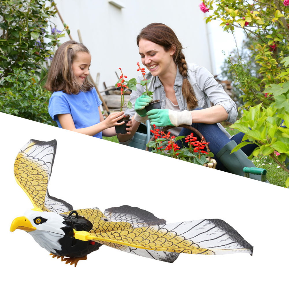 Details about   Luminous Bird Repellent Hanging Eagle with Music Flying Bird Scarer Garden Decor 