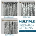 thumbnail image 3 of Superior Blackout Leaves Back Tab Curtains Set of 2, Light Filtering Curtain Panel Set, Nickel Black, 52"W x 108"L, 3 of 9