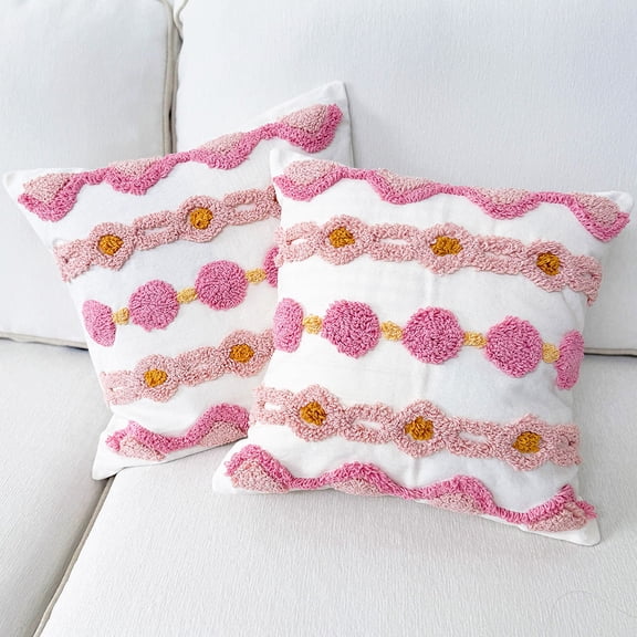 Pink Boho Throw Pillow Covers – 2 Pack