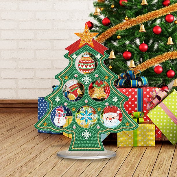 Kit de mosaico de diamantes de imitación de punto de cruz con pintura de diamantes de Navidad, adorno de escritorio Likrtyny decoración de arte
