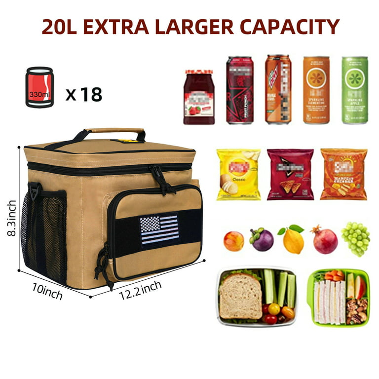 519 Fitness Insulated Lunch Box for Men, Tactical Lunch Bag with 10 Hours  Insulation, Large lunch cooler with 1 Ice Pack for  Work,Travel,School(Brown) 