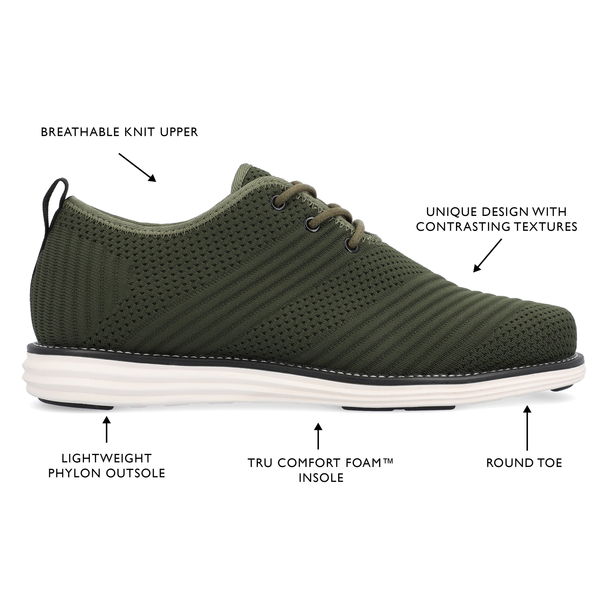 Vance Co. Mens Novak Wide Width Tru Comfort Foam Knit Lace-up 