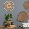 thumbnail image 4 of 12" European Clock Hollow Wood Pattern Large Arabic Numerals Silent Non Ticking Wall Clocks for Kitchen Farmhouse Bedroom ,, 4 of 6