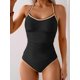 thumbnail image 3 of Traje de baño de una pieza Eomenie Tummy Control con pliegues negros para mujer, 3 of 4