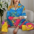 thumbnail image 6 of Lsque Submarine And Landscape Pattern Long Sleeve Pajama Set for Women - Soft 2-Piece Sleepwear and Loungewear Set with Pockets, Comfy Nightwear-Large, 6 of 7