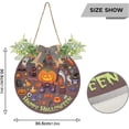thumbnail image 3 of SKYSONIC Halloween Welcome Sign Front Door Decoration Round Door Hanging Sign Porch Decorations for Home Outdoor Indoor Holiday Fall Halloween Christmas - 11.8x11.8 inch, 3 of 7