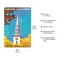 thumbnail image 2 of New England - United Air Lines - Georgian Steeple - Vintage Airline Travel Poster by Joseph Binder c.1950s - 8 x 12 inch Vintage Metal Tin Sign, 2 of 4