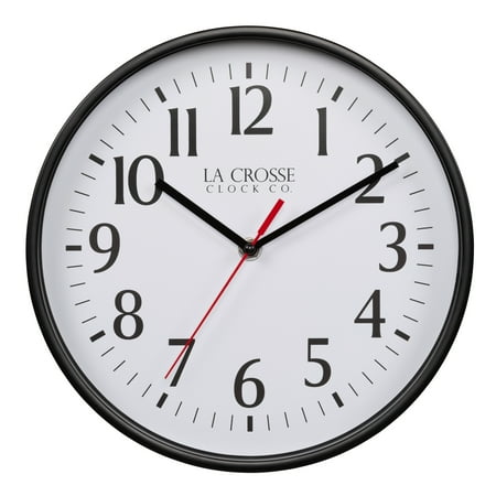 La Crosse Clock 10 inch Basics Analog Quartz Black Wall Clock, 404-3025B