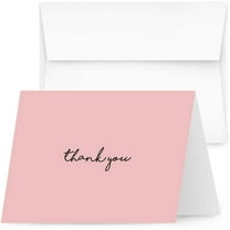 Baby Girl Thank You Card - Elegant Light Pink Greeting for Birthdays, Baby Showers, Weddings, Business - White Blank Interior | 4.25 x 5.5” | Set of 25 Cards & 25 Envelopes