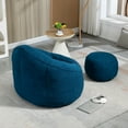 thumbnail image 3 of Accent Bean Bag Chair with Footrest,Comfy Upholstered Sofa Couch Chair for Living Room Bedroom, Easy to Move, Blue, 3 of 6