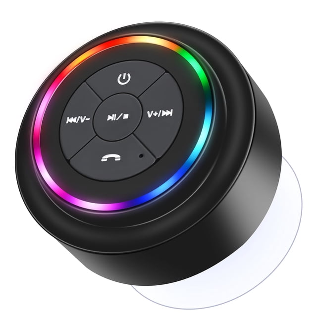 HAISSKY Altavoces de ducha Bluetooth, altavoz inalámbrico portátil con ventosa, altavoz impermeable IP67 con luz LED, se empareja fácilmente con teléfonos, tabletas, computadora, regalo para hombres y