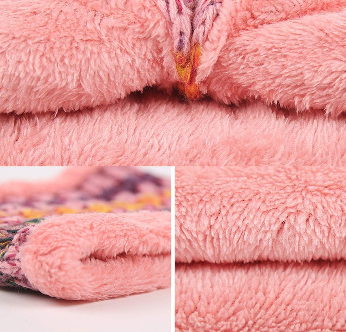 Zhengup Women Winter Beanie Hat Circle Scarf Set Pompoms Peruvian Ski Snow Ear Flaps Sherpa Knit Hats Fleece Lined,S to M Size Head