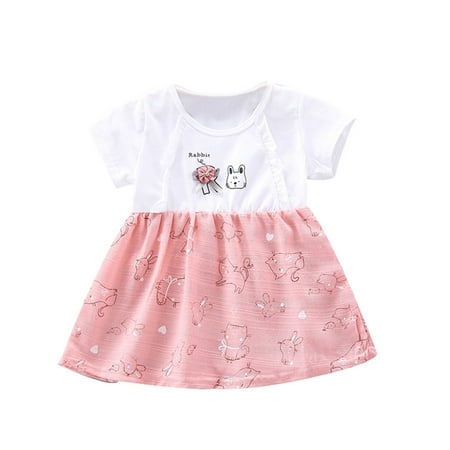 

Zlekejiko Dresses Cat Cartoon Flower Girls Princess Baby Print Dress Kids Toddler Girls Dress&Skirt