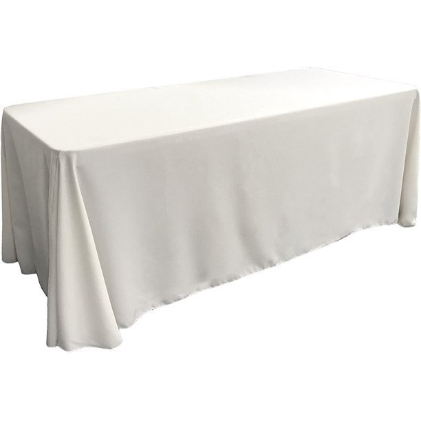 LA Linen Mantel rectangular de popelina de poliéster, 90 x 156 pulgadas, color blanco