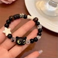 thumbnail image 3 of GKNET Trendy Cute Cat Beaded Bracelet Black White Beads Cartoon Kawaii Animal Brac WY4-3, 3 of 9