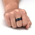 thumbnail image 3 of Tioneer Tungsten Carbide Black Hammered Top w/ Blue Groove Center Wedding Band Ring Mens Womens 8mm w/ Free Engraving, 3 of 7