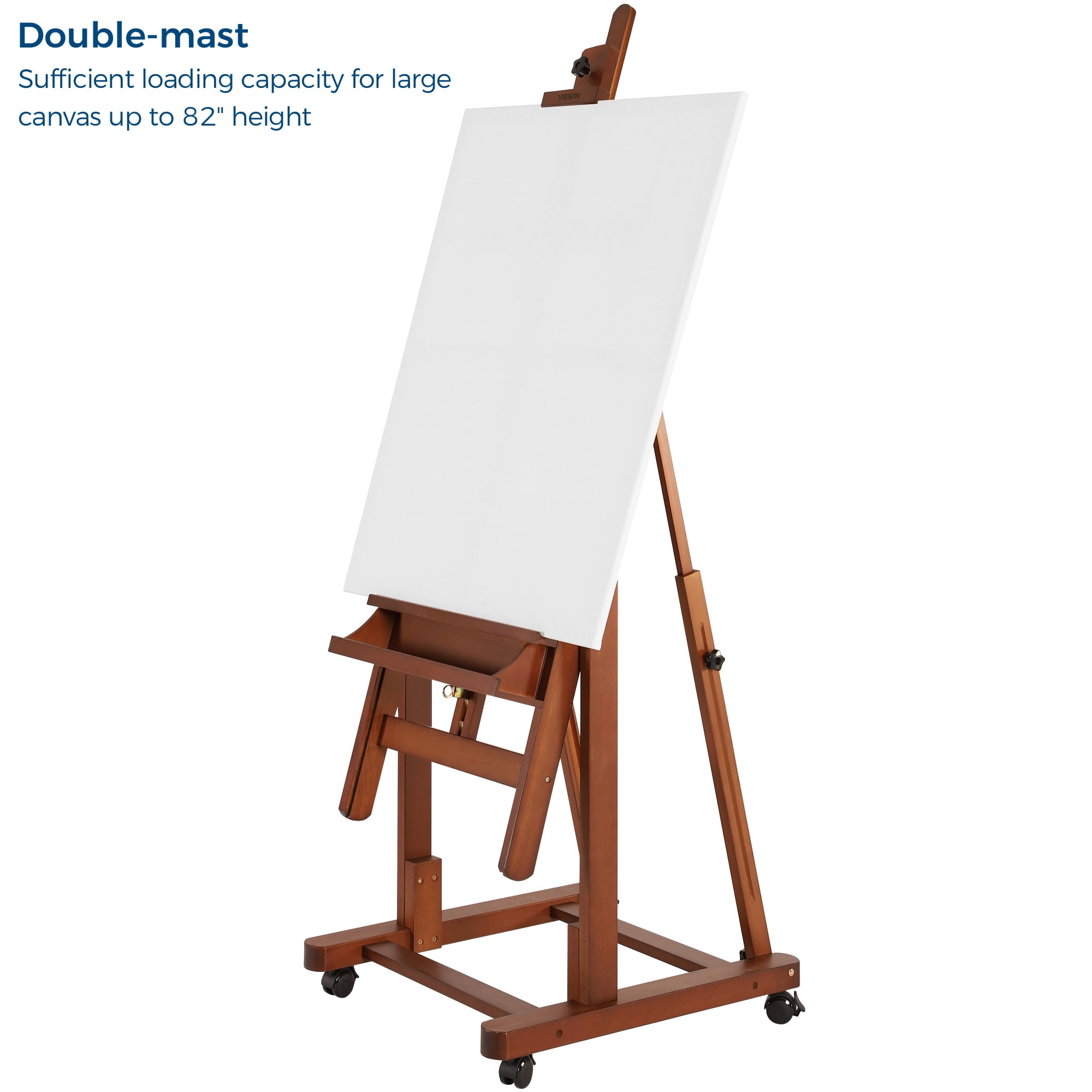 VISWIN Heavy-Duty Extra Large Wood H Frame Easel, Hold Canvas to 82"-Walnut
