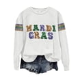 thumbnail image 4 of Aoiroe Women Mardi Gras Sweatshirts Carnival Sweatshirt Funny Graphic Long Sleeve Shirt Fat Tuesday Pullover Top White 2XL, 4 of 9