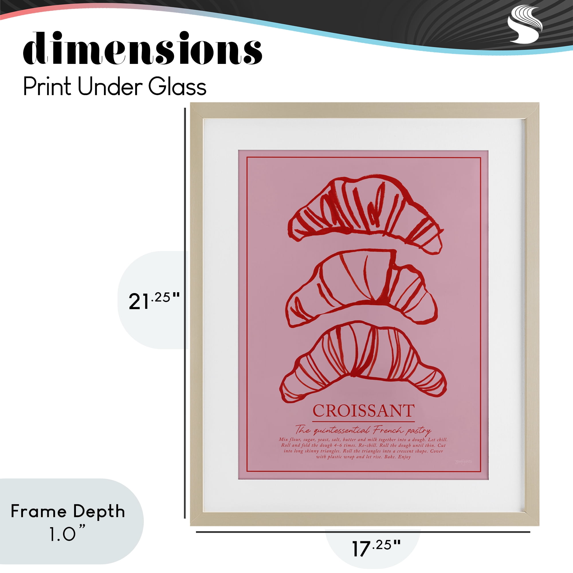 Stupell Industries Croissant Breakfast Pastry Birch Framed Print Under Glass, design by Jenaya Jackson