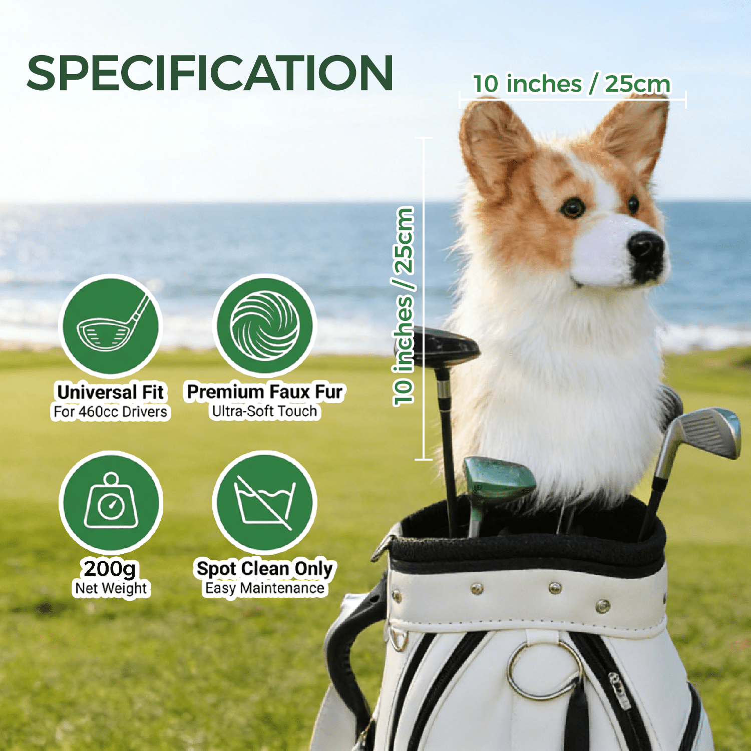 Corgi Golf Club Headcover, Dog Golf Driver & Woods Club Cover, Corgi Dog Golf Head Cover