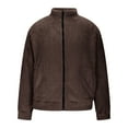 thumbnail image 4 of Men's Fuzzy Sherpa Jacket Long Sleeve Fleece Zip Up Coat with Lapels Plush Winter Outwear Warm Cardigan, 4 of 7