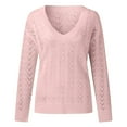 thumbnail image 4 of Vedolay Womens 2023 Sweaters Womens Striped Sweater 2023 Long Sleeve Ribbed Knit Loose Oversized Pullover Tops,Pink M, 4 of 5