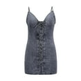 thumbnail image 5 of Bigersell Elegant Dresses for Women V Neck Solid Bandage Slimming Sleeveless Tank Denim Dress Wedding Dresses Women's Plus Sheath Dresses, Style 15736, Gray XXL, 5 of 7
