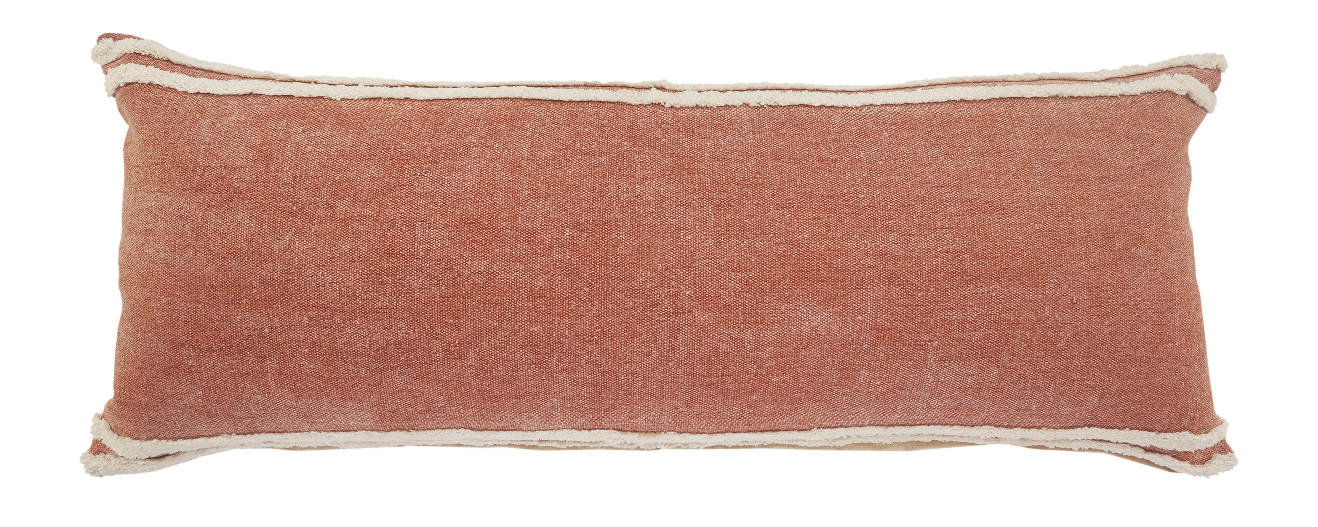 LR Home Soft Striped Cinnamon Lumbar Throw Pillow, 14" x 36", Red