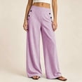 thumbnail image 5 of KIHOUT Womens Striped Waist Wide Leg Pants High Rise Elastic Back Casual Loose Fit Straight Leg Trousers with Pockets Daily Wear, 5 of 7