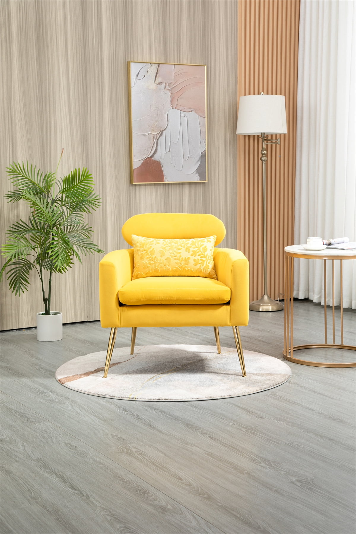 INCLAKE Modern Chaise Lounge Chair, Velvet Single Sofa Chair