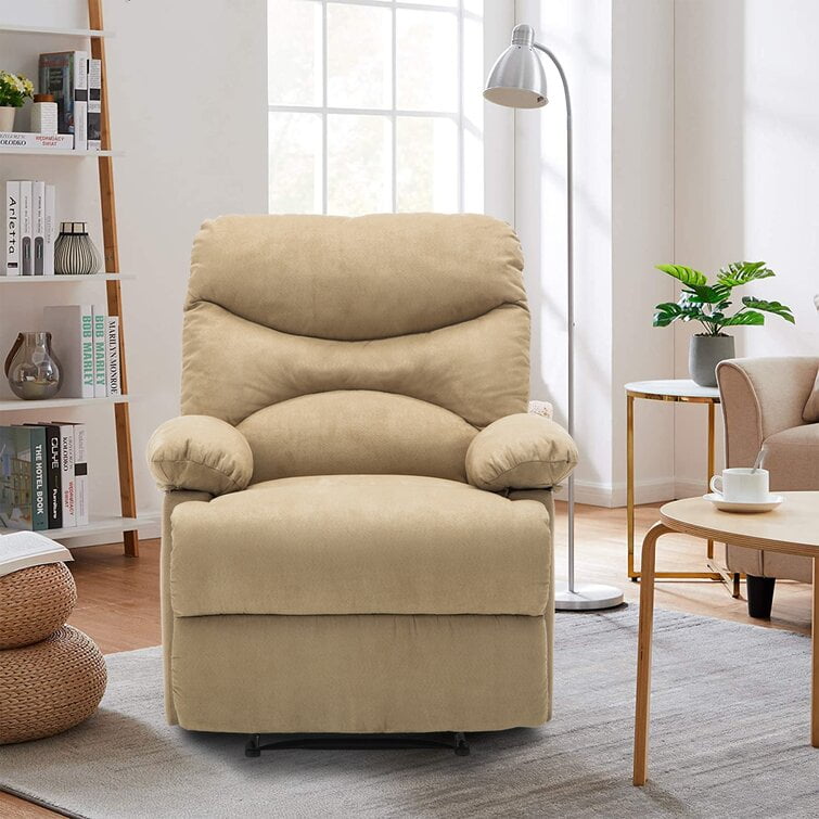 GNMLP Standard Push Back Massage Recliner with Footrest, Beige Suede