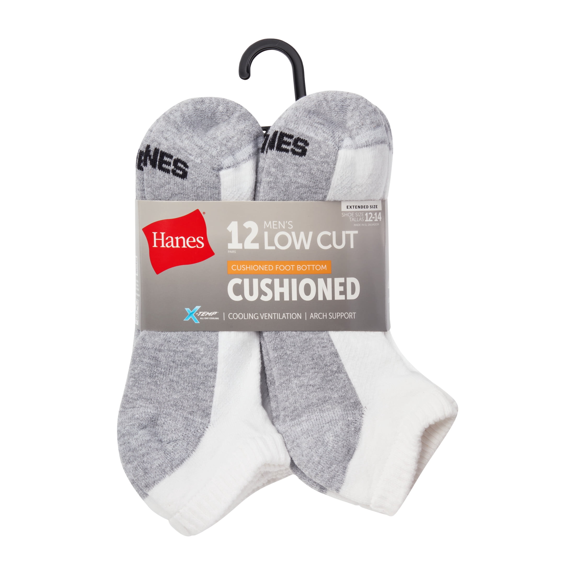 Hanes Men's Low-Cut Socks Pack - 12-Pack - X-Temp Cushioned - Regular & Extended Sizes Available