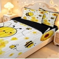 thumbnail image 3 of Erosebridal Cute Bee Zipper Full Size Comforter Sets with Fitted Sheet and 2 Pillowcases,Kawaii Daisy Floral Zipper Bedding Set,White Silver,Black Reversible,4pcs, 3 of 8