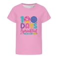thumbnail image 2 of Bobifish Toddler Boys Girls 100 Days Of School Short Sleeve Tees Cold Shoulder Cutout In My Era Print Crew Neck Happy 100th Day Of School, 2 of 4