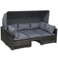 thumbnail image 1 of Outsunny 4 Pièces Patio Daybed Meubles Ensemble Extérieur Rotin Osier Canapé Ensemble Meubles de Patio Ensembles avec Canopée Rétractable, Coussins Doux Profonds, table de Café & Design Classique, Gris, 1 of 10