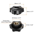 thumbnail image 2 of 12 Pieces Star Knobs M10 Thread 38mm 6-Point Head Brass Insert Through Hole Threaded Hand Knob Black, 2 of 6