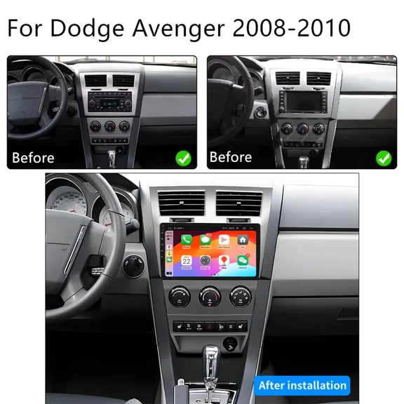 10in Android 15 Car Stereo Compatible for Dodge Avenger 2008-2014, 2 64GB, Wireless CarPlay & Android Auto, GPS, AHD Backup Camera, Bluetooth/WiFi/FM RDS, SWC & Split Screen