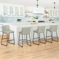 thumbnail image 3 of Dycanpo 26”Bar Stools, 2.5'' thick padding, Faux Leather Upholstered Bar Stools Set of 3 for Kitchen Counter Island，Beige Gray, 3 of 7