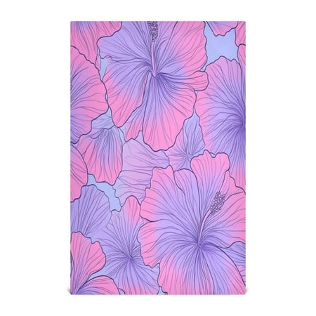 

Multi-Purpose Kitchen Towels 28x18 Inch Dishcloths with Hanging Loop Decorative and Practical Towels for Kitchen Dining Purple Hibiscus Flowers