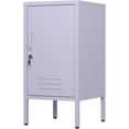 thumbnail image 1 of Single Door Lockable Metal End Table,Modern Minimalist Room Side Table with 2 Adjustable Shelf,Multi Storage Cabinet for Living Room Bedroom, Easy to Assemble 27.55"H x 13.78"W x 14.96"D, 1 of 7