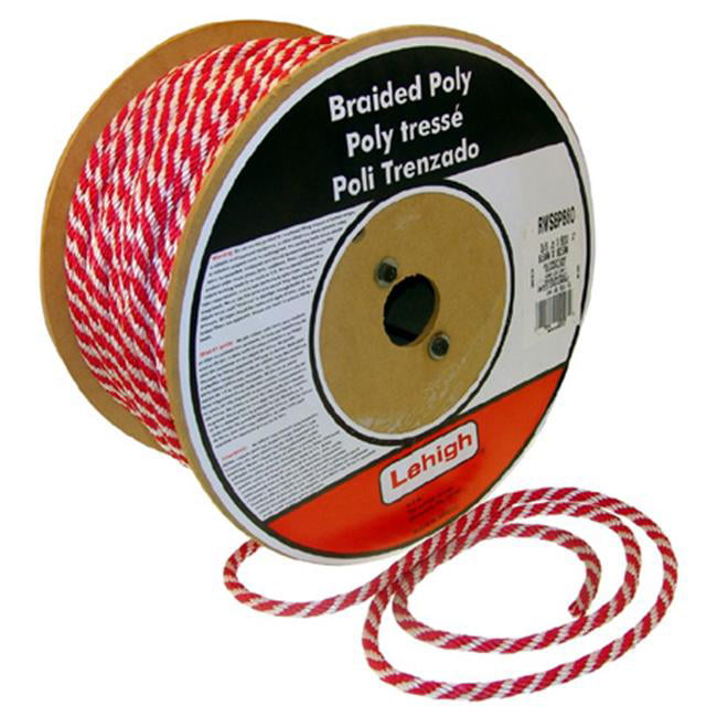 Red/White 3/8-In Braided x 50-Ft. Polypropylene Derby Rope 