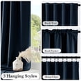 thumbnail image 3 of StangH 100% Blackout Curtains 63 inches Long, Back Tab Thermal Insulated Soundproof Drapes for Short Window/Kitchen/Laundry/Home Decor, Navy Blue, W52 x L63, 2 Panels Set, 3 of 7