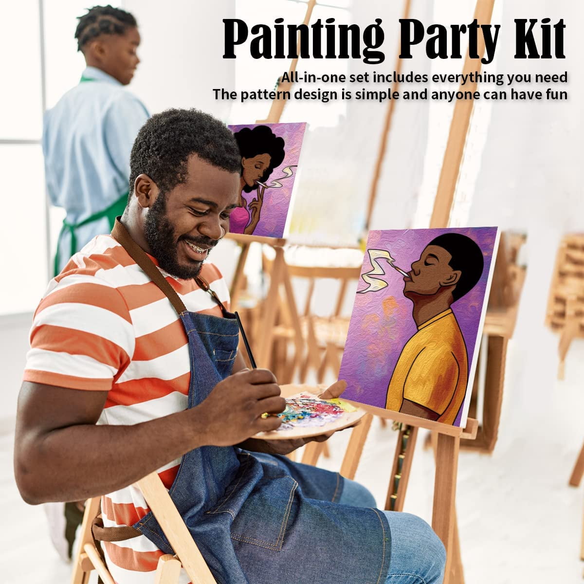 VOCHIC Couples Paint Party Kits Pre Drawn Canvas for Adults for Paint and  Sip Date Night Games for Couples Painting kit 8x10 African American Girl  Boy （2 Pack) 