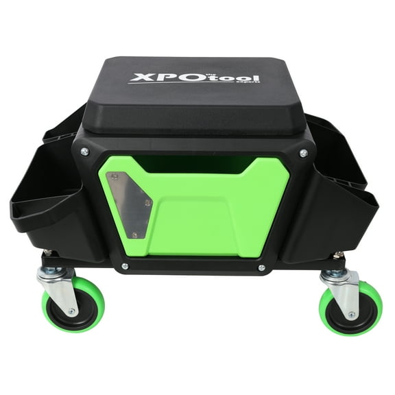 Heavy Duty Mechanic Stool with 330lbs Load Capability, Garage Stool with Wheels, Rolling Creeper with Soft Rubber Cushion Seating for Auto Repair and DIY Home Car Beauty, Green And Black Color