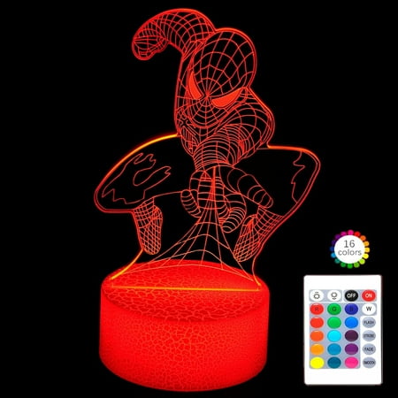 

Night Light 3D Night Light Illusion Lamp Night Lights For Kids Room 16 Colors And Flashing Modes Remote Control Dimmable Nightlights For Children Boys Girls (Superhero)