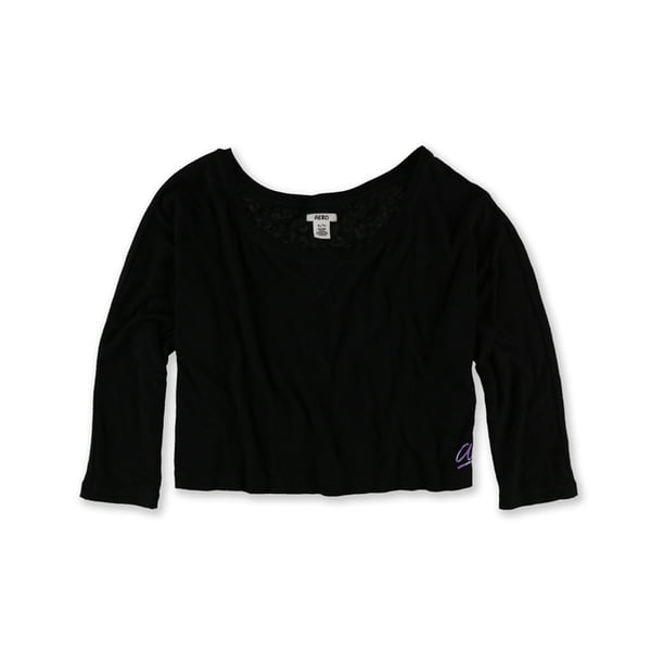 Aeropostale - Camiseta para dormir con espalda transparente para mujer, color negro, talla mediana