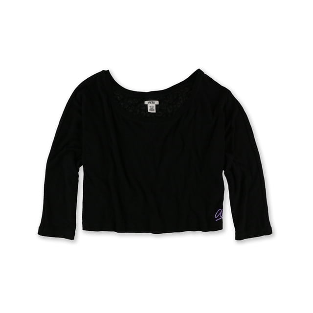 Aeropostale - Camiseta para dormir con espalda transparente para mujer, color negro, talla mediana